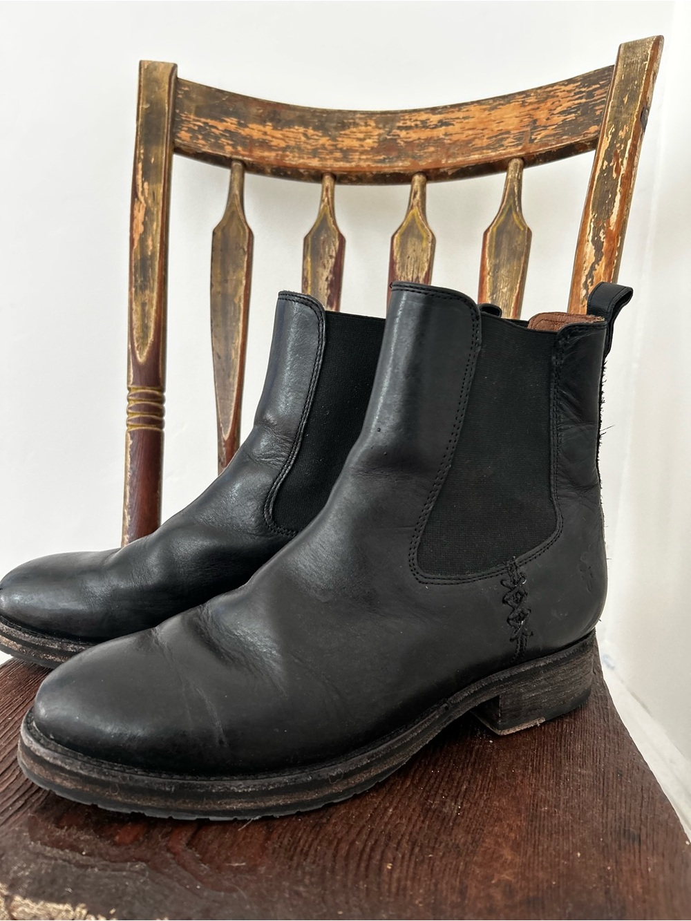 Frye Black Leather Chelsea Ankle Booties